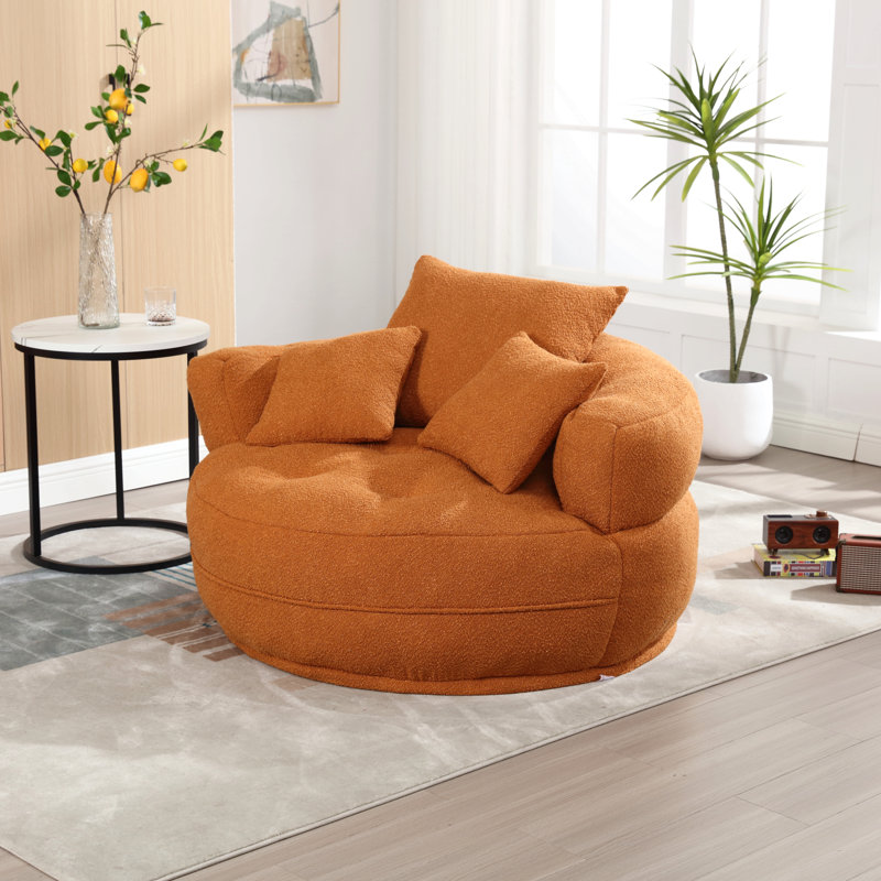 Canapé-lit simple Chenille, Boucle orange