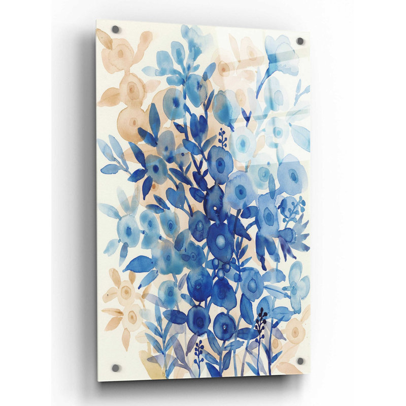 Art mural en verre épique «Blueberry Floral II» par Tim O'Toole, H 36 po x l 24 po x P 0,2 po