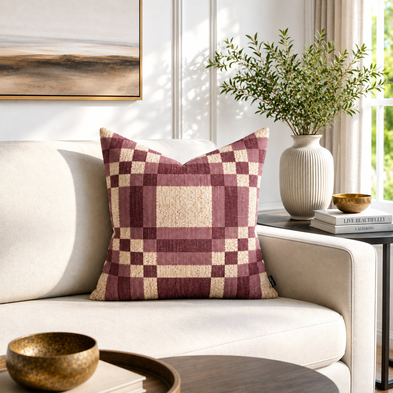 Langdon Shapes Throw Pillow, Rose, 24'' H x 24'' W