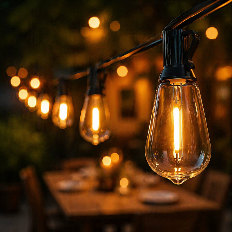 Guirlande lumineuse à DEL pour terrasse 100 pi avec 37 ampoules Edison incassables
