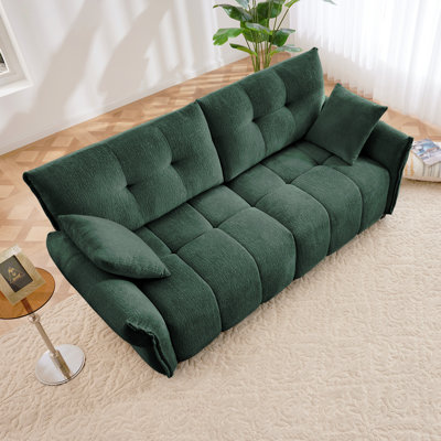 Canapé à deux places de qualité supérieure - Design ergonomique avec coussins en mousse haute résilience, revêtement en chenille moderne pour le salon, le salon, l'espace de bureau, vert
