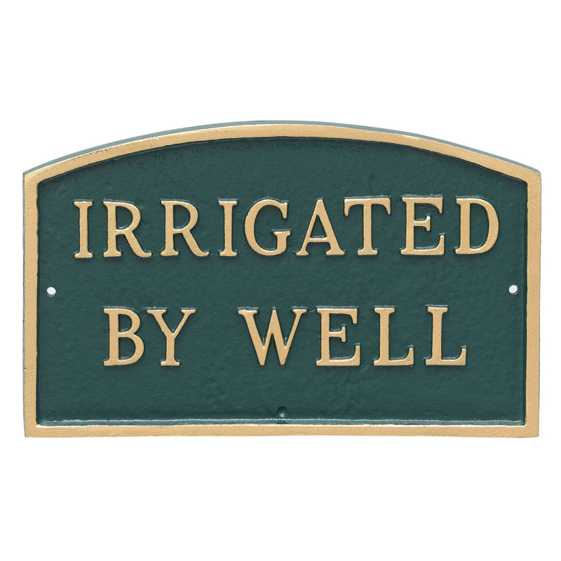 Irrigated by Well Statement Plaque, Hunter Green/Gold