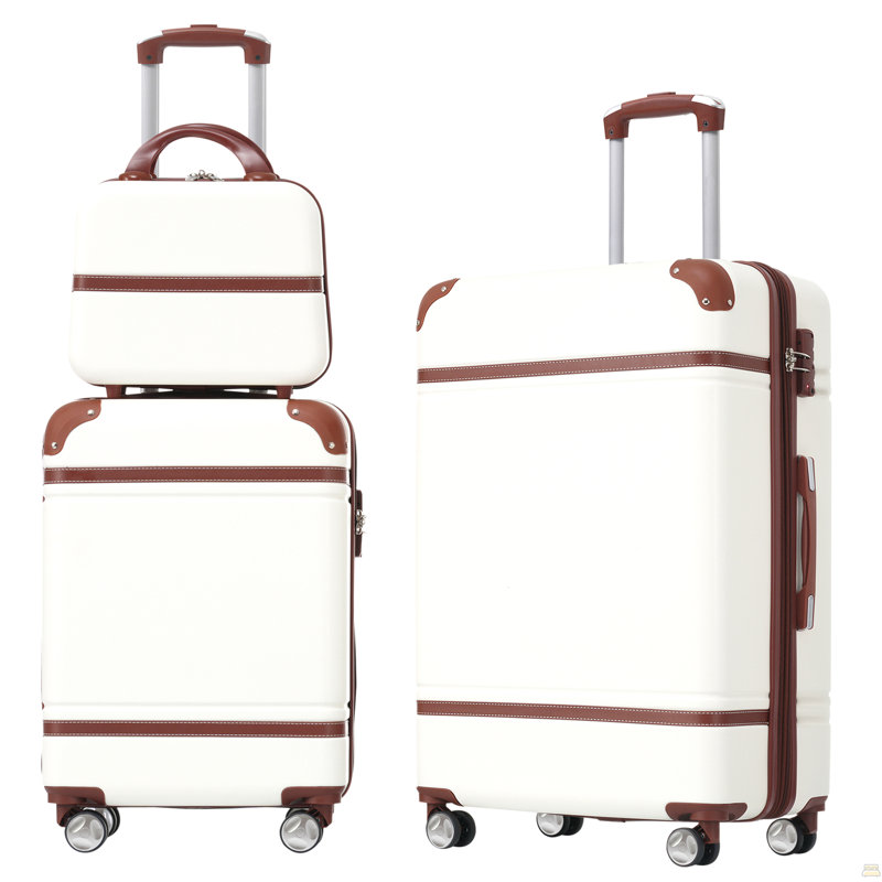 Ensemble de 3 valises à roulettes Hardshell 20 "+24" Valise à roulettes avec valise TSA, H 26,4 po x l 17,2 po x P 11,2 po
