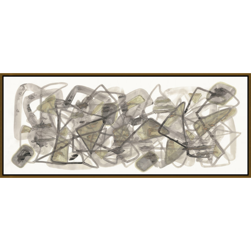 «Puzzled Lines» par Danielle Davis, peinture encadrée, Cadre or foncé