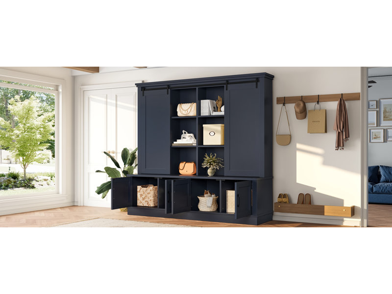 Armoire de rangement avec porte coulissante pour salon et bureau, Blue