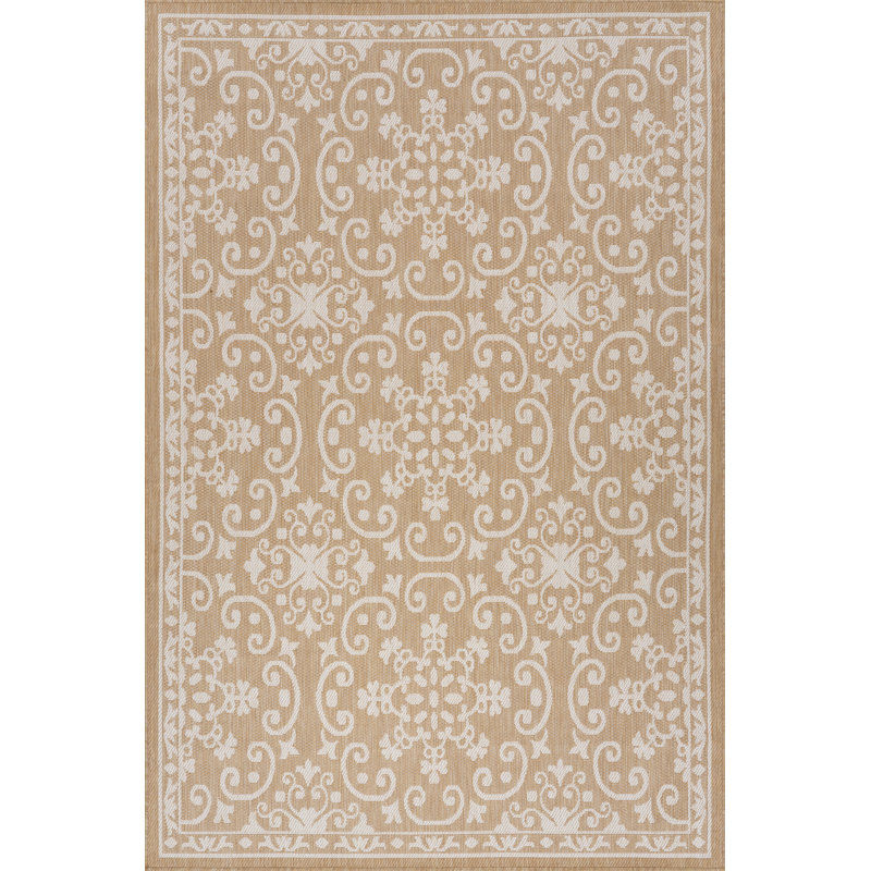  Tapis traditionnel intérieur / extérieur Sirelia, Beige, Rectangle 8 pi x 12 pi