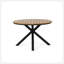 Table de salle à manger d'extérieur, plateau en teck et pieds en métal noir