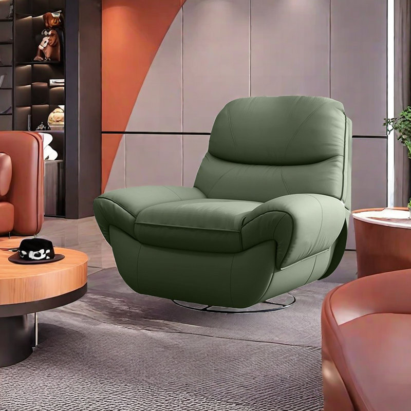 Radunka Faux Leather Recliner, Green Faux Leather
