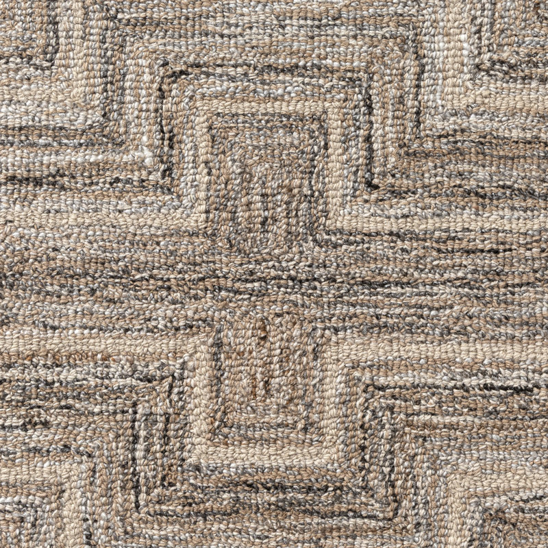 Tapis d'intérieur en mélange de laine à motif géométrique moderne taupe Bove, 5 pi 9 po x 8 pi 9 po