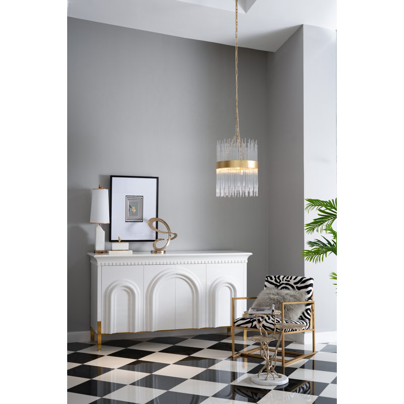 Table de bout à trois niveaux - Aluminium fini or avec base en marbre blanc