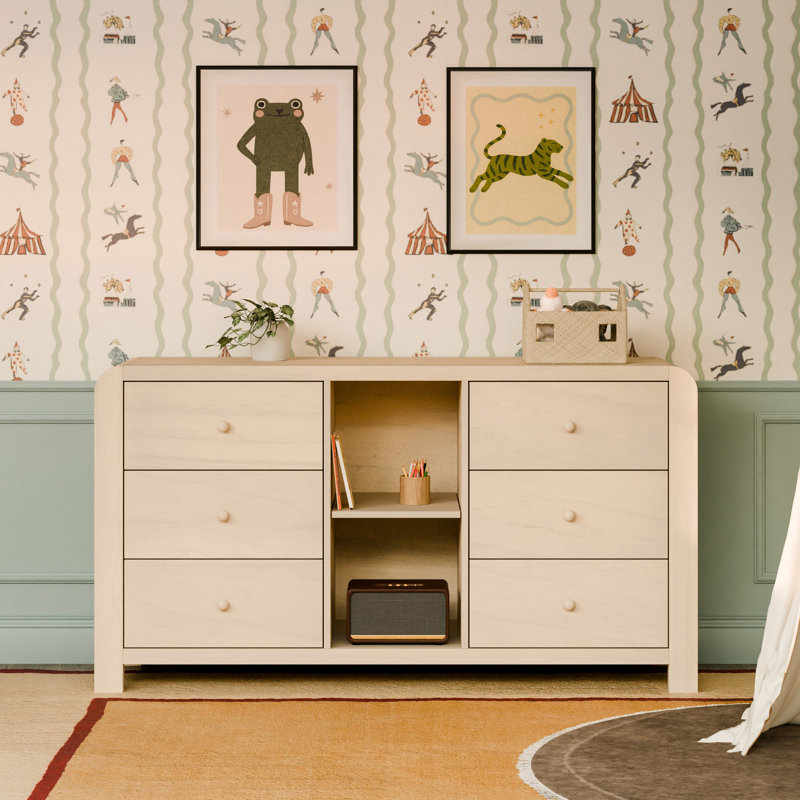 Commode 6 tiroirs avec casiers TipToe, Naturel délavé