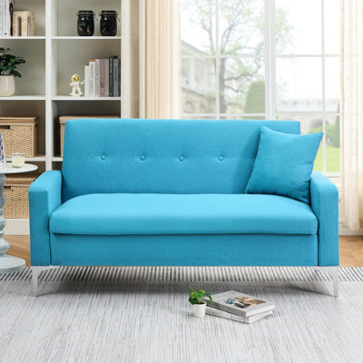 57-Inch Comfortable Double Sofa: With Built-In Storage Function, It Is Suitable For Living Rooms, Apartments And Home Offices, And Can Also Play With Practical Aesthetics In Small Spaces,Blue