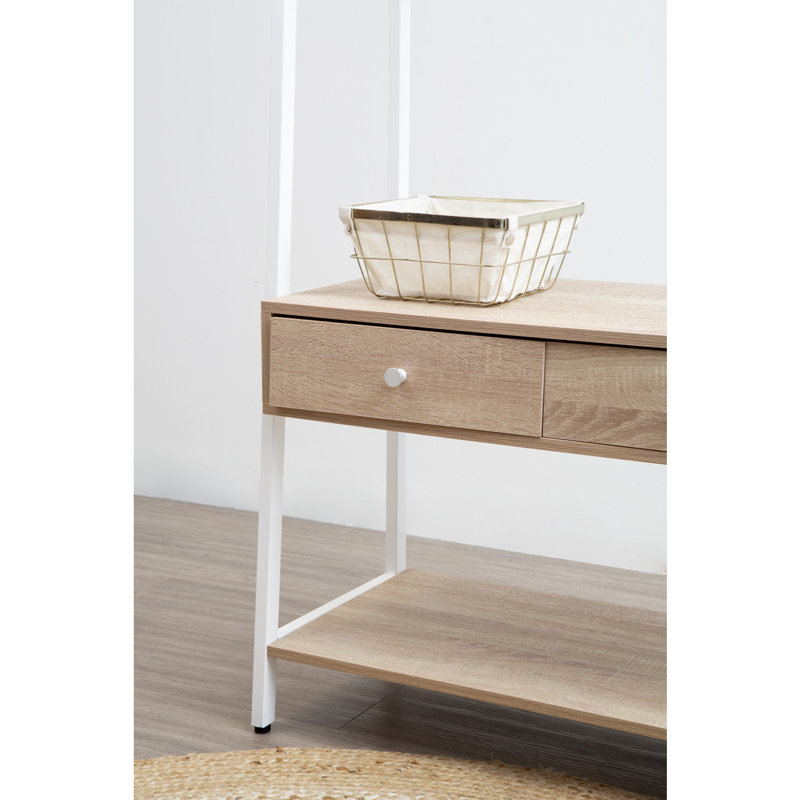 Haytham 84cm Clothing Rack, White, Natural Oak/White