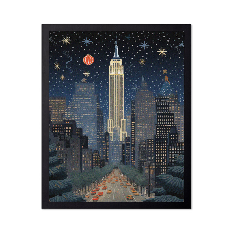 New York à Noël, 24"H x 32"W, Poster, Black Framed