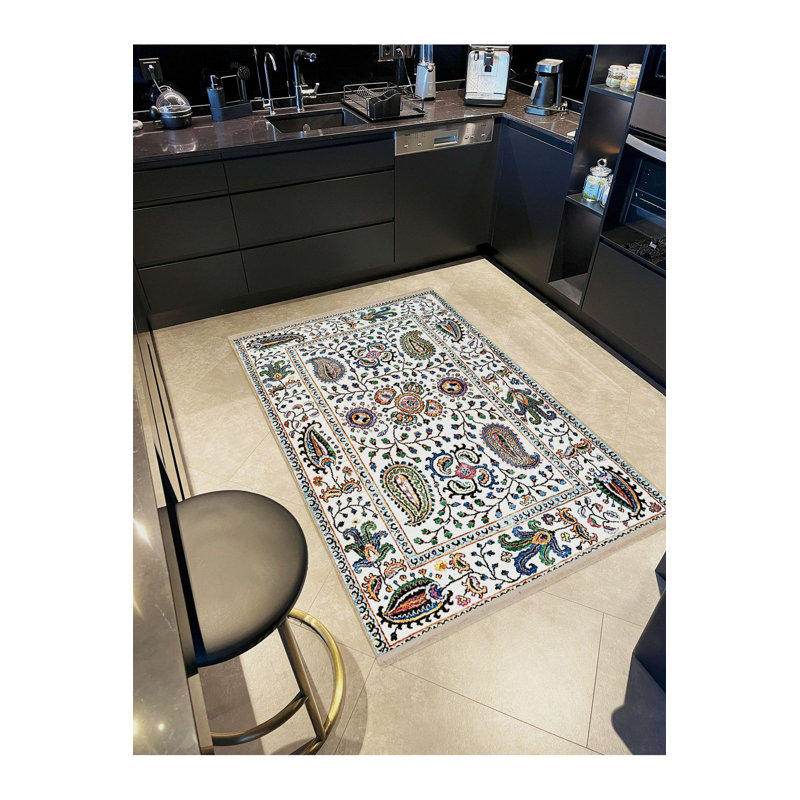 Tapis décoratif lavable à motifs floraux colorés, Tapis de couloir 3 pi 3 po x 9 pi 10 po