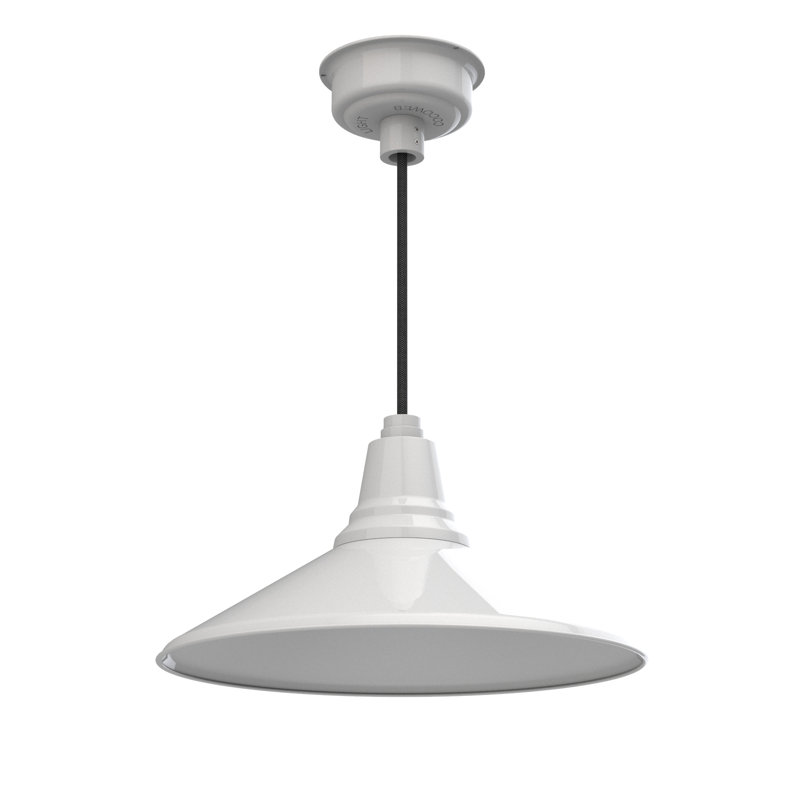 Luminaire suspendu à cône simple 1 lumière Albali, Blanc, H 48 po x l 18 po x P 18 po