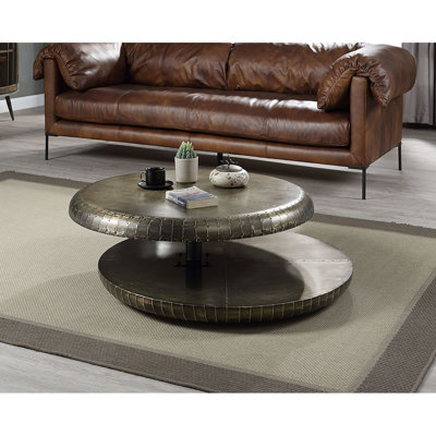 Table basse à plateau pivotant avec tablette inférieure Kajana