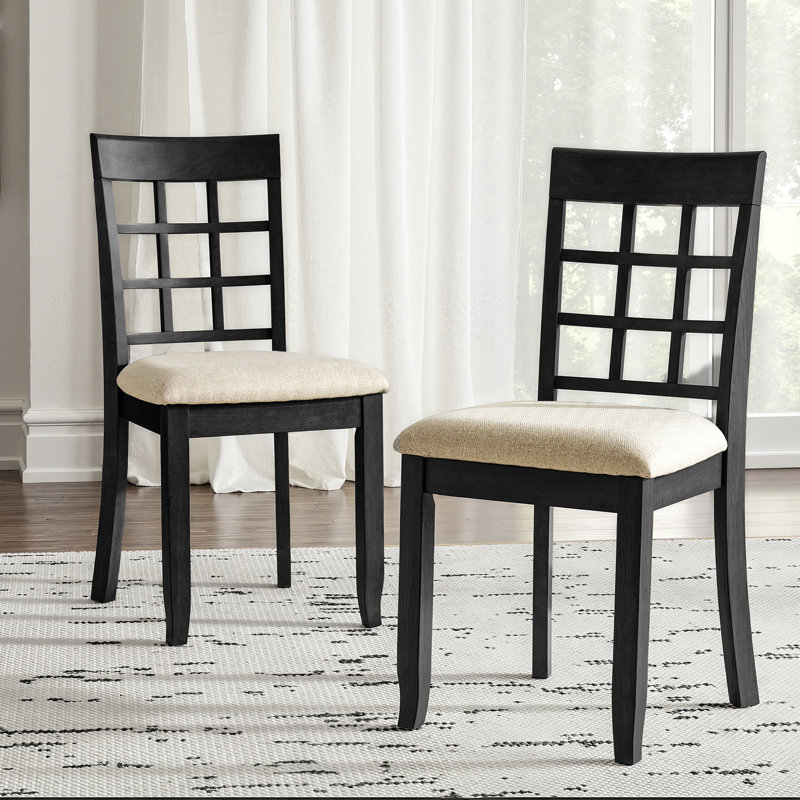 Felisa 17.75''W Farmhouse Ergonomic Fit Dining Chair with Solid Wood, Black