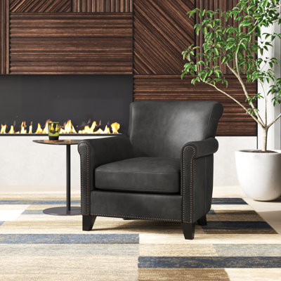Rael 32.5" Wide Top Grain Leather Armchair by Trent Austin Design