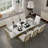 78 Inch Rectangular Faux Marble Dining Table With Polished Geometric Base-1495509677
