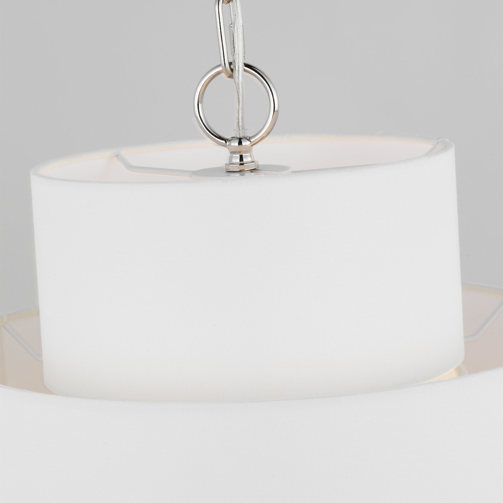 Mulroney Linen Dimmable Pendant, Polished Nickel, 27.38" H x 15" W x 15" D, 1