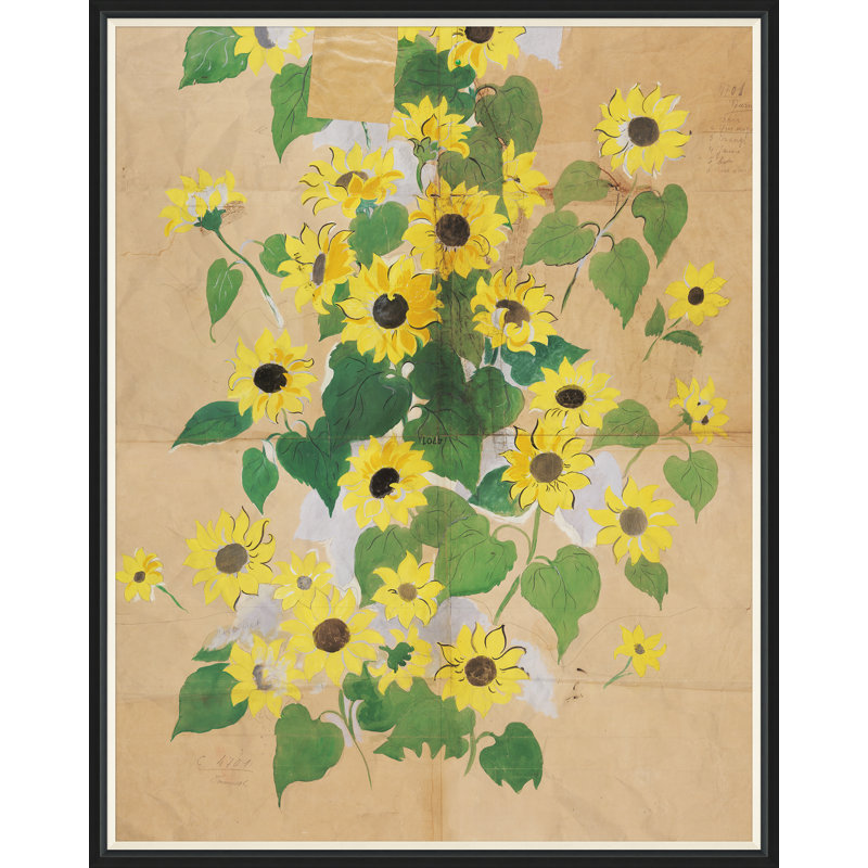 Sunflowers Print by Paule Marrot, Black Framed, 54" H x 43" W x 1.25" D