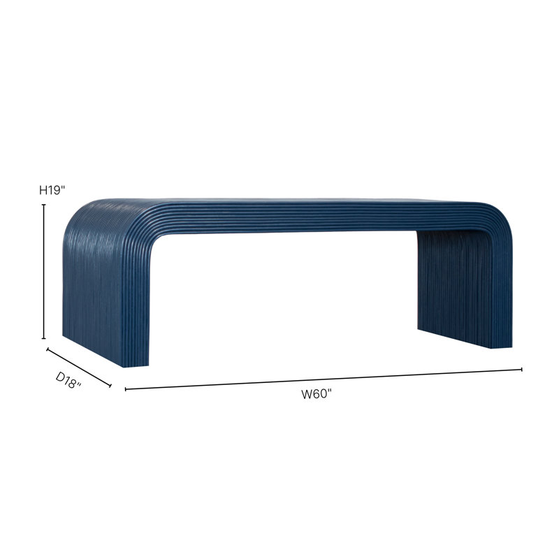 Bahia Wicker Bench, 19" H x 28" W x 18" D, Navy Blue