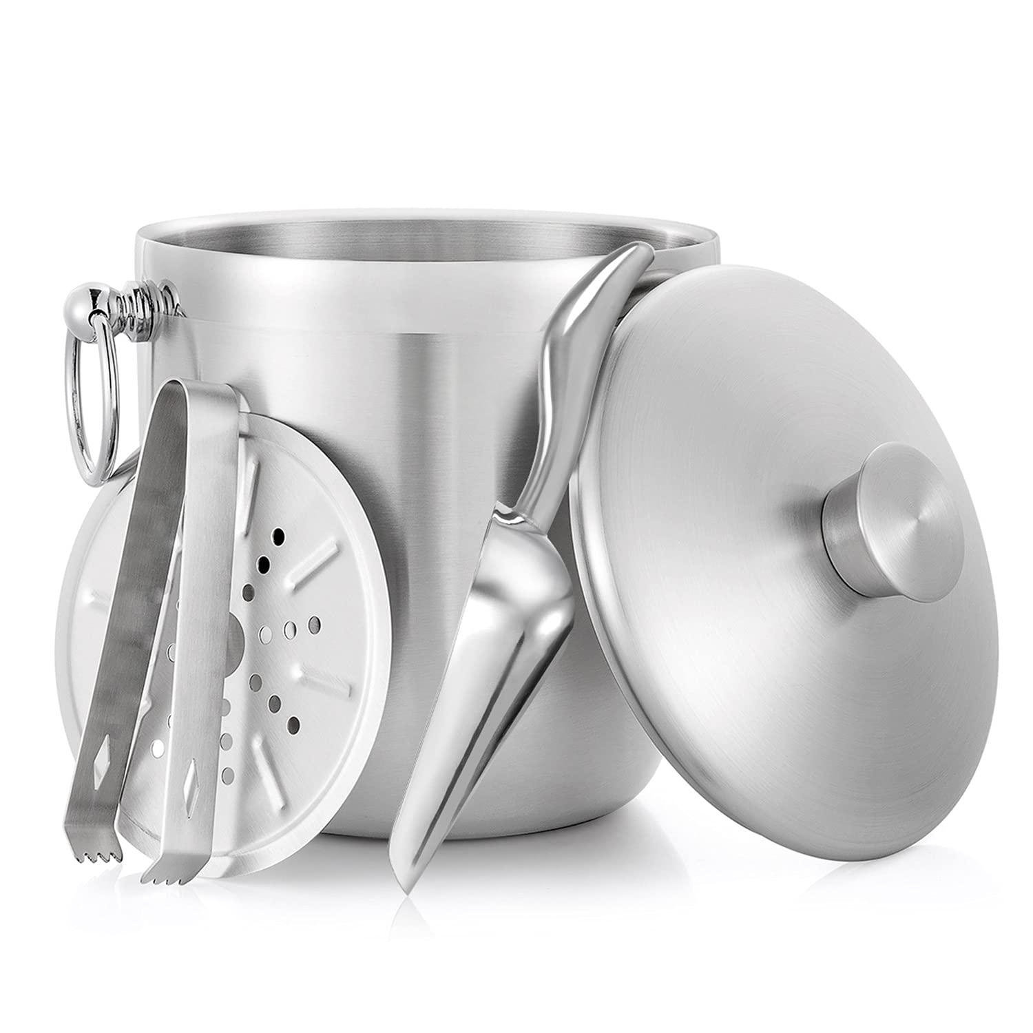 Solid Stainless Steel Ice Bucket For Cocktail Bar, With Strainer Airtight - View #10