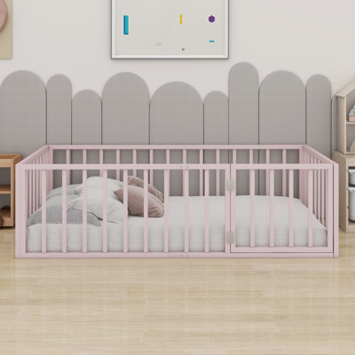 Metal Floor Bed Frame With Fence And Door