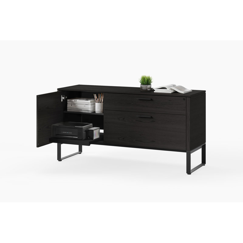 Linea Office Multifunction Cabinet, Charcoal Stained Ash