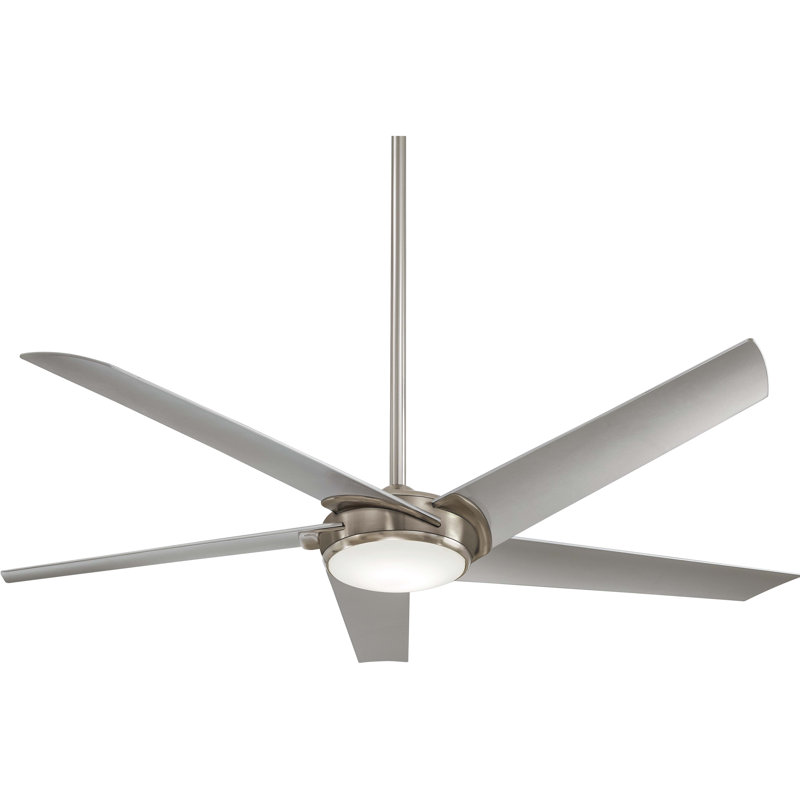60" Raptor 5 - Blade LED Standard Ceiling Fan with Remote Control and Light Kit Included, Brushed Nickel