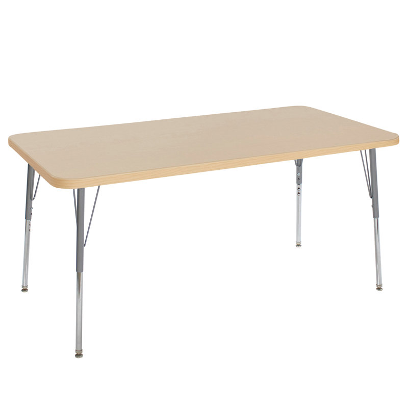 Table d'activité rectangulaire avec pieds réglables La Madera, Érable / argent, 36 po x 72 po, Standard