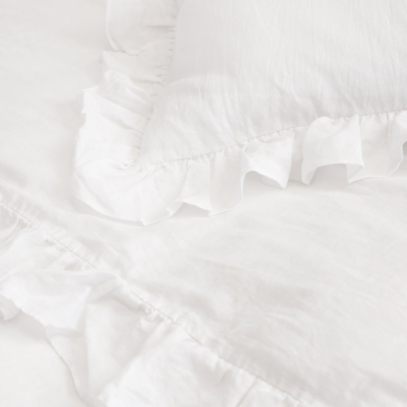 Charlie Linen Duvet Cover, Queen Duvet Cover, White