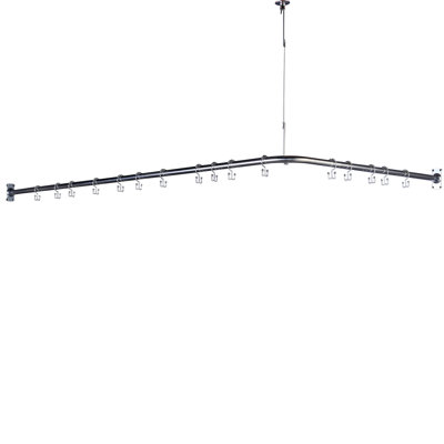 Tringle de rideau de douche réglable en L de 42 po à 48 po x 72 po à 78 po, tringle de rideau de douche de baignoire de salle de bain avec support de plafond et 16 crochets