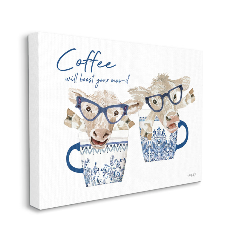 Boost Your Moo-d Humour Farmhouse Cow, tasses à café par Cindy Jacobs - impression, H 30 po x l 40 po x P 1,5 po