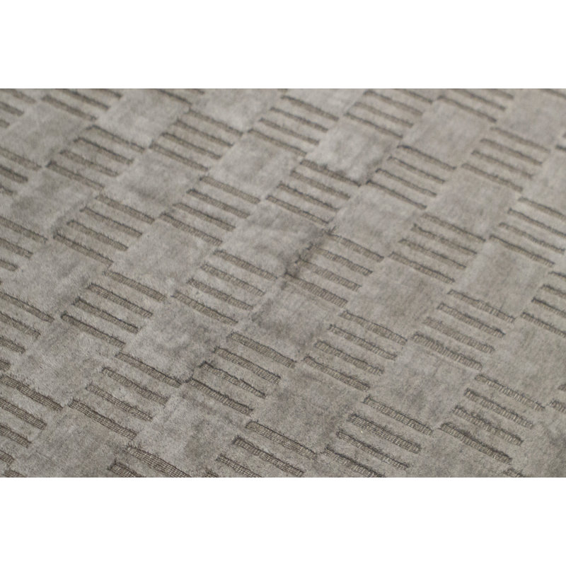 Wool Geometric Area Rug in Gray
