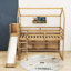 Lit mezzanine simple Amrina avec glissoire et tablettes de rangement-314850964