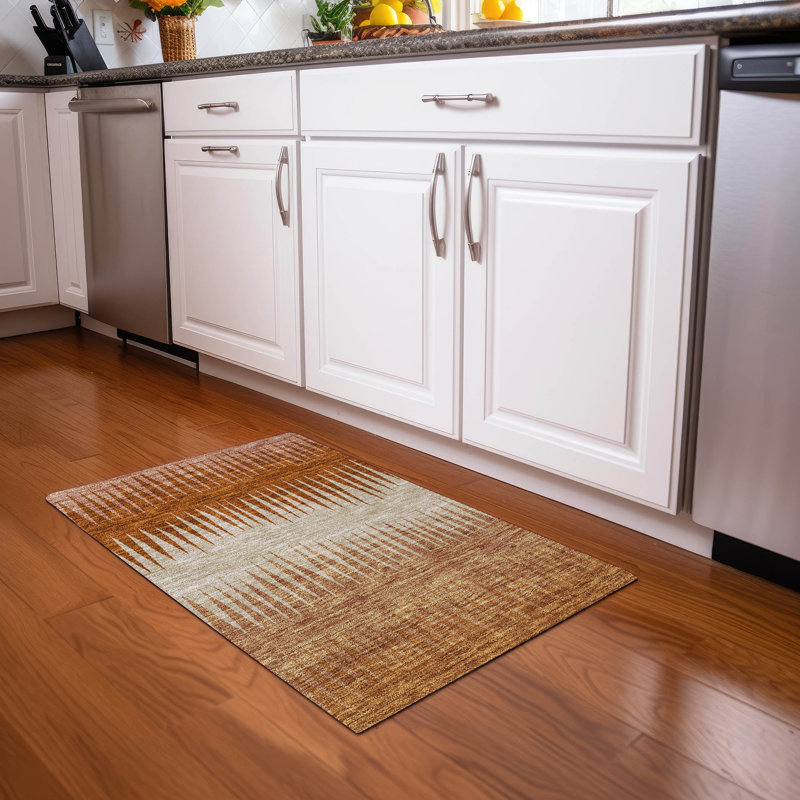 Premium Machine Washable Prisco Copper Rug, Rectangle 1'8" x 2'6"