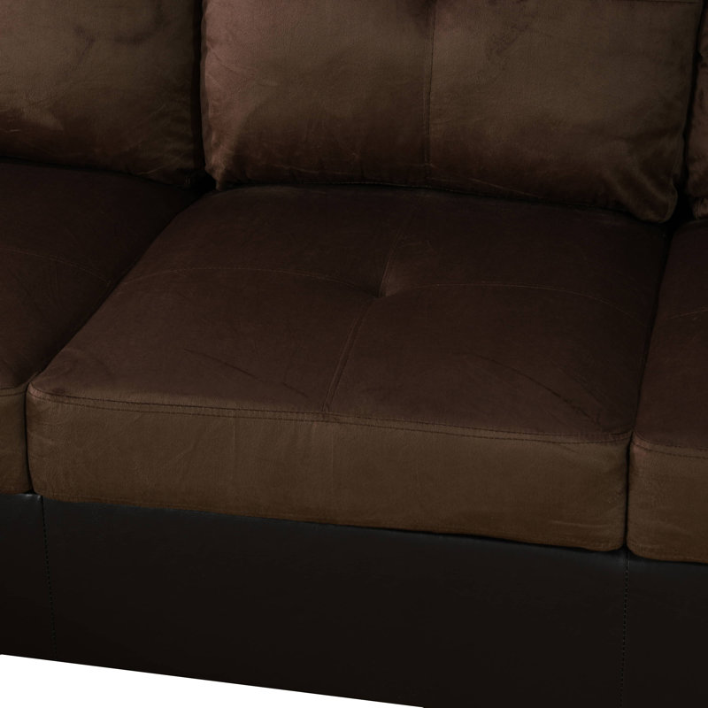 Larelle 103.5" Wide  Sofa & Chaise, Right Hand Facing, Chocolate Brown Microfiber/Microsuede