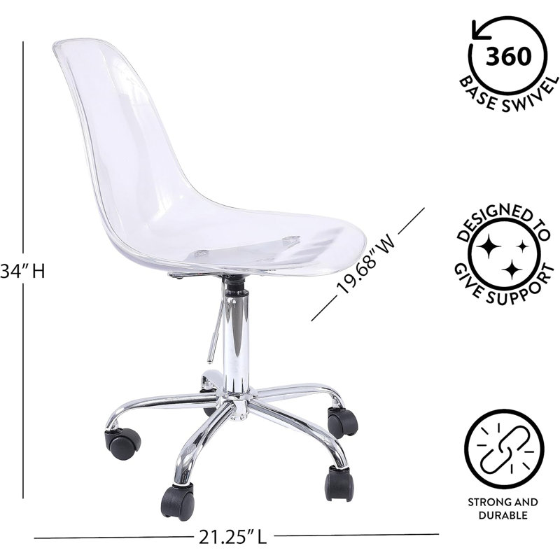 Chaise de travail roulante Mackendrick, Argent argent, Clair