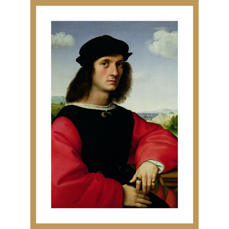 Portrait d'Agnolo Doni par Raphael - Impression sur toile, H 41,5 po x l 30,48 po