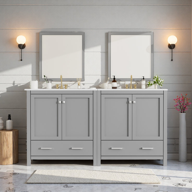 Ensemble de meuble-lavabo 60 "60", Gris, Argent argent