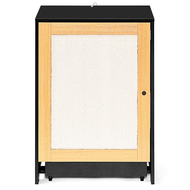 Toilette cachée pour chat, bac à litière noir avec porte et griffoir - roulettes à tirer pour la boîte, fournitures de boîtes de rangement