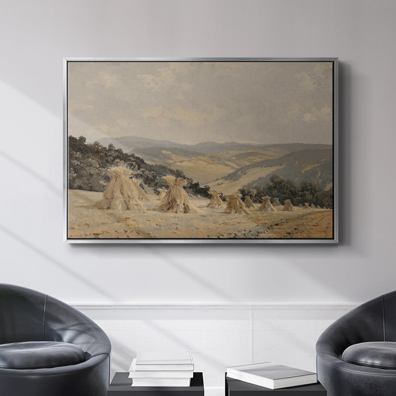 Paysage rétro - DCLxxxix, Toile encadrée flottée blanche, H 17 po x l 25 po x P 2 po
