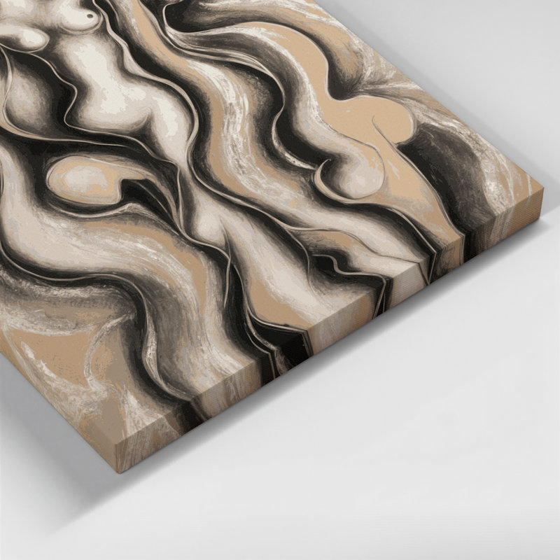 Abstrait art figuratif beige sur toile 57, H 8 po x l 8 po