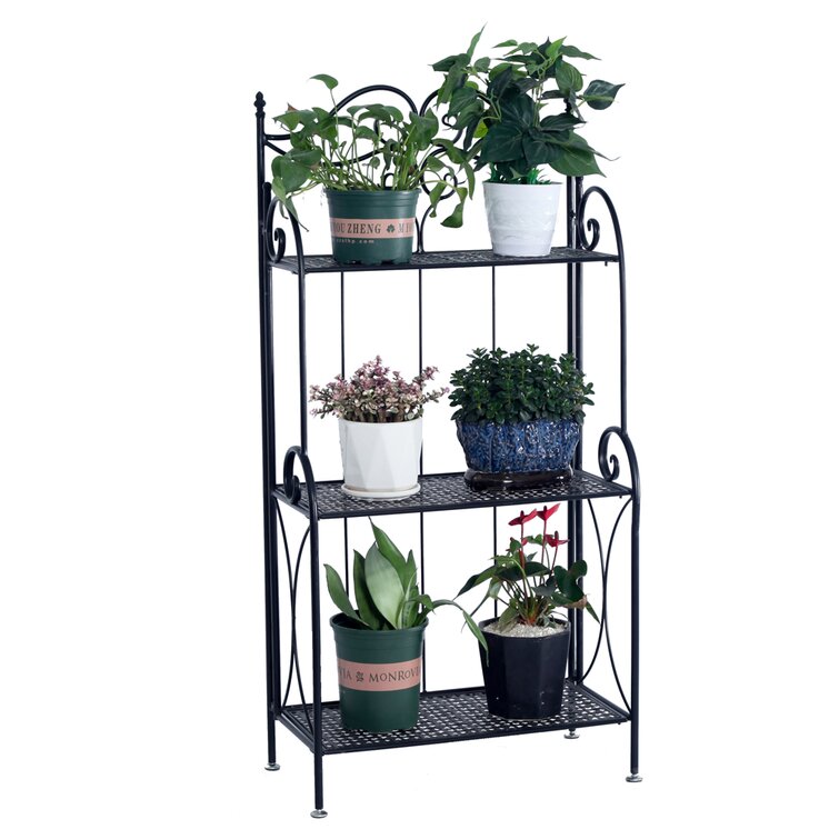 Plow & Hearth Patio Table Birds Two-Shelf Cast Iron Plant Stand One-Size