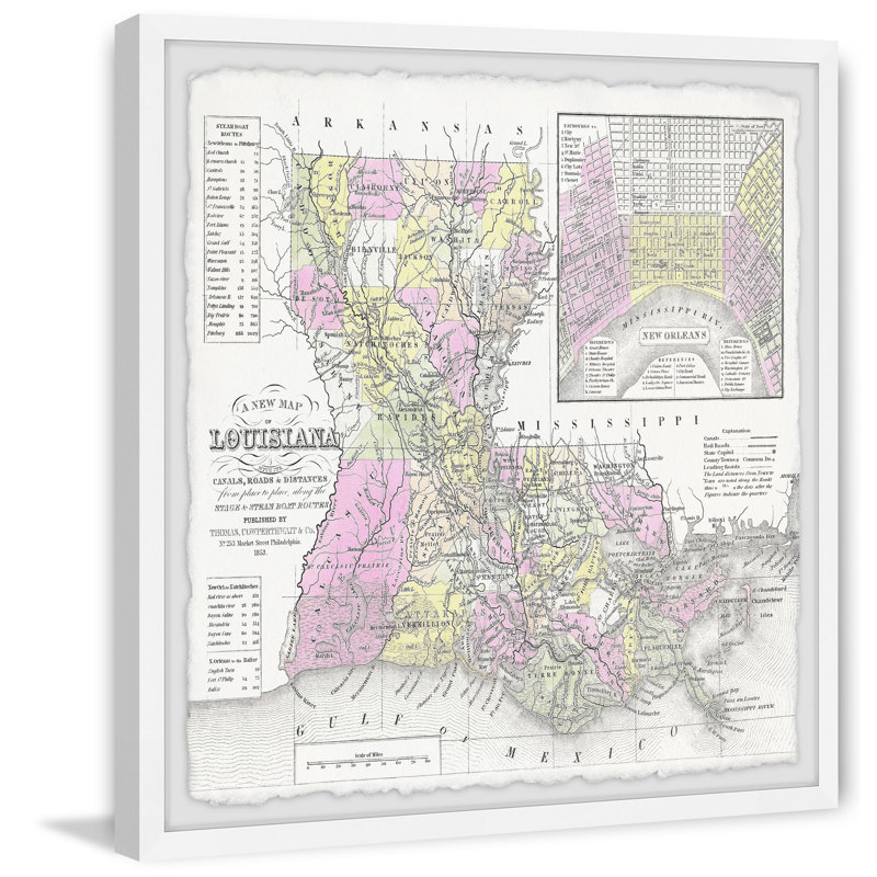«Louisiana Outline Map», impression encadrée, H 32 po x l 32 po x P 1,5 po