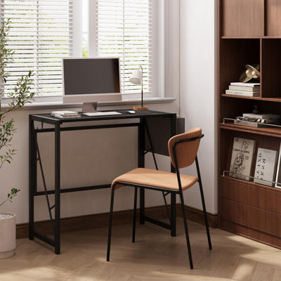Folding Computer Desk for Small Spaces, 47-Inch Portable Home Office Desk with Storage Pocket & Hook, Foldable Writing Gaming Study Table