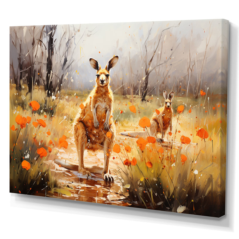 Chemin de kangourou en Australie sur toile, Toile tendue, H 12 po x l 20 po x P 1 po
