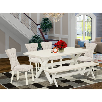 0E48ACFA9FEE4BD4990D635CA109C289 Ensemble de table de salle à manger 6 pièces - 4 chaises Parson - Plateau rectangulaire et table de salle à manger